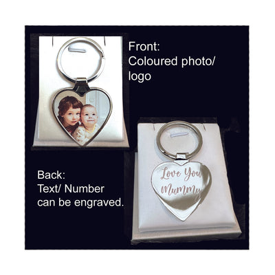 Coloured photo Heart Key ring - Punchprint Photo Engraving