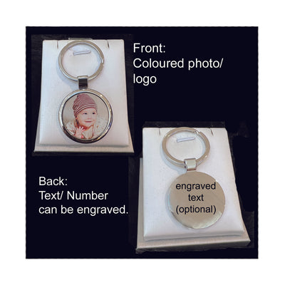 Coloured photo Round Key ring - Punchprint Photo Engraving