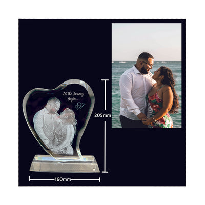 2D Heart Large with glass stand - Punchprint Photo Engraving