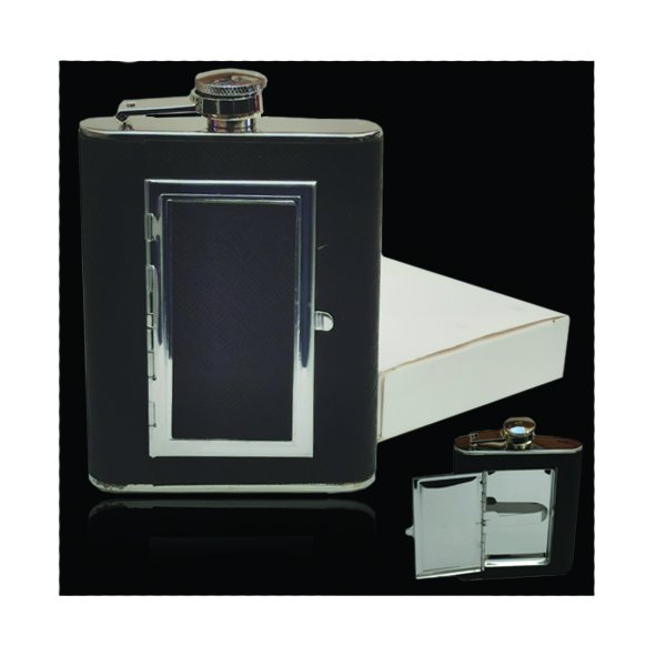 Leather Flask with Cigarette holder - Punchprint Photo Engraving