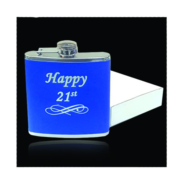 Faux Leather Wrapped flask - Punchprint Photo Engraving