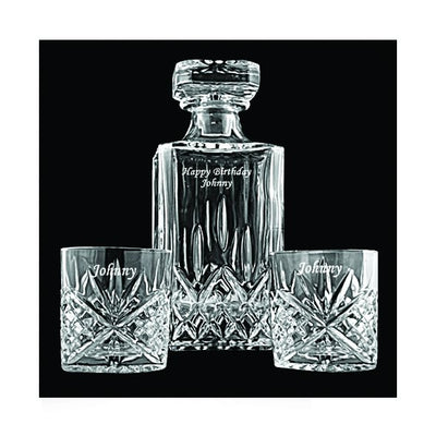 Decanter set Rectangle with pattern - Punchprint Photo Engraving