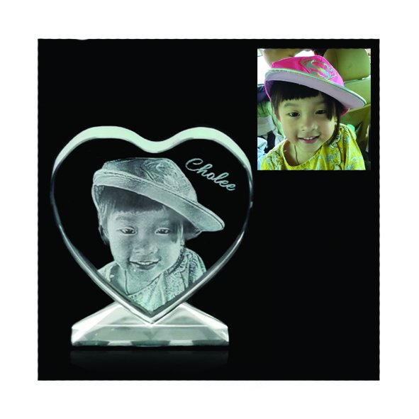 2D Heart with stand - Punchprint Photo Engraving