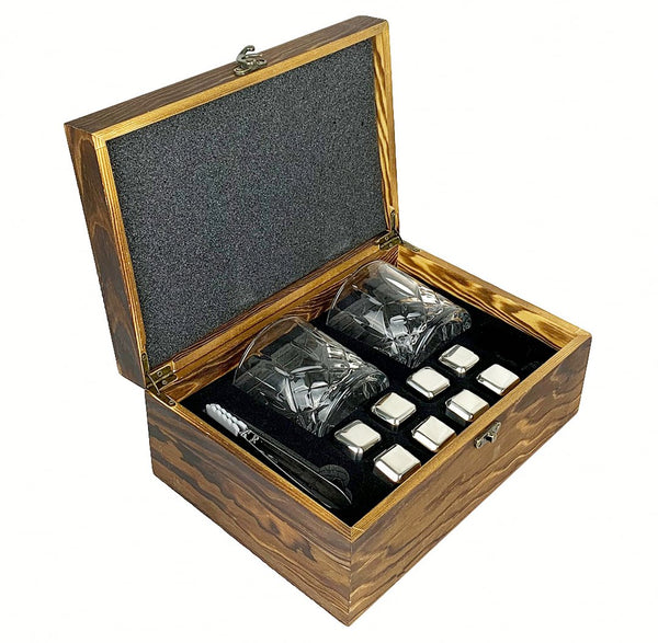 Whisky glasses and stainless steel ice cube set - Punchprint Photo Engraving