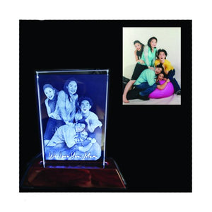 Portrait Plaque with wooden light base (white light) - Punchprint Photo Engraving