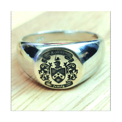 Sterling Silver Signet Ring (Round) - Punchprint Photo Engraving