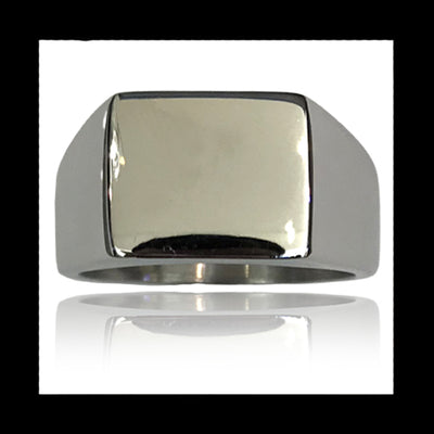 Signet Ring Stainless Steel Rectangle - Punchprint Photo Engraving