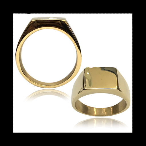 Signet Ring Stainless steel (gold plated) Rectangle - Punchprint Photo Engraving