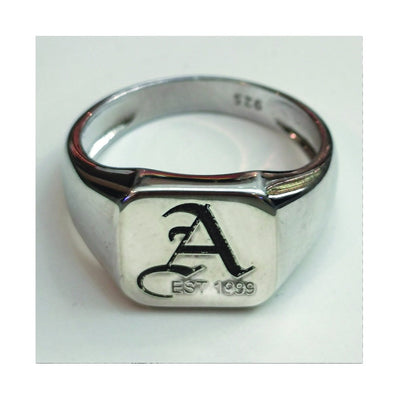 Sterling Silver Signet Ring (Square) - Punchprint Photo Engraving